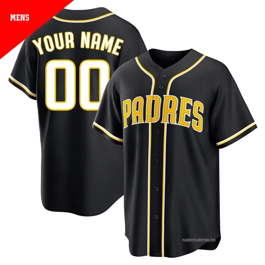 Men's San Diego Padres ＃00 Custom Black Replica Fashion Out Jersey