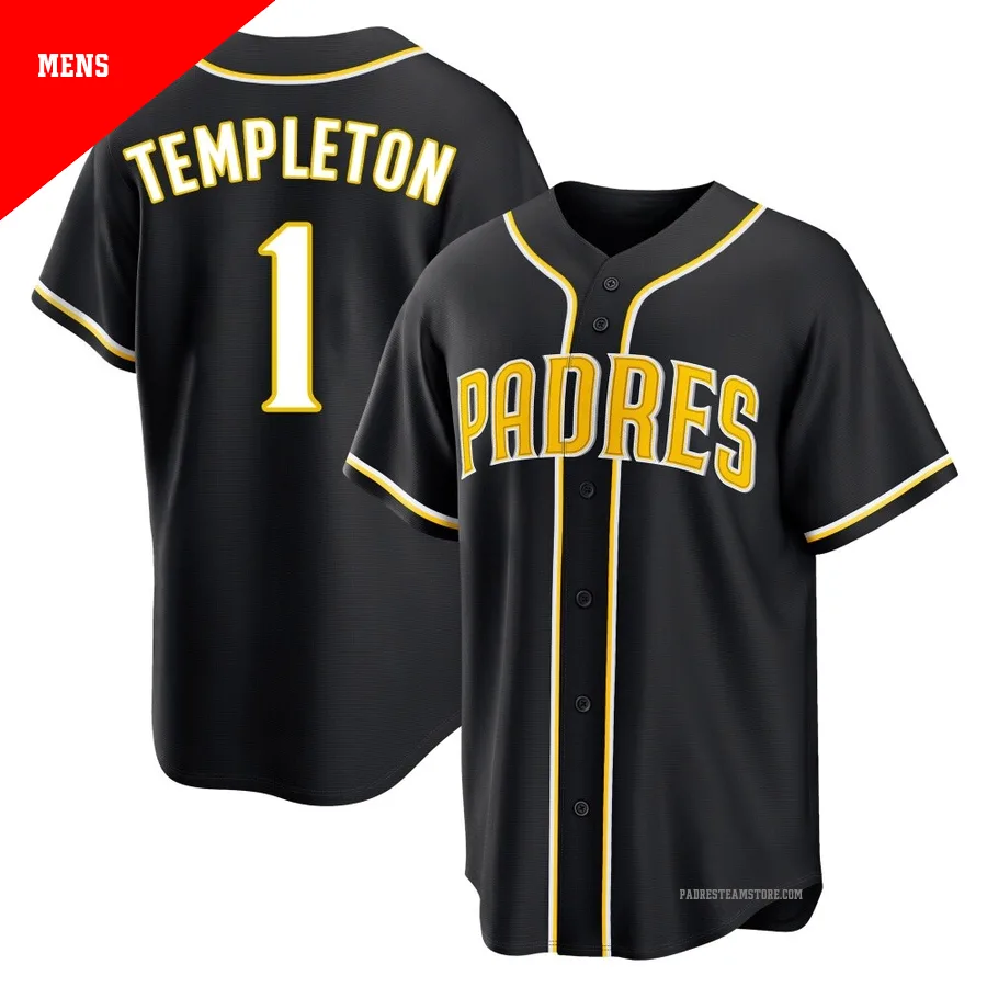Men's San Diego Padres ＃1 Garry Templeton Black Replica Fashion Out Jersey