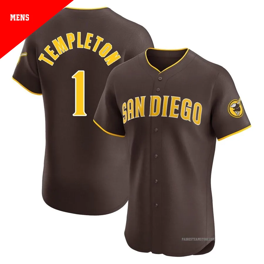 Men's San Diego Padres ＃1 Garry Templeton Brown Elite Road Vapor Premier Jersey