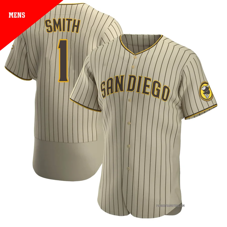 Men's San Diego Padres ＃1 Ozzie Smith Tan/Brown Authentic Alternate Jersey