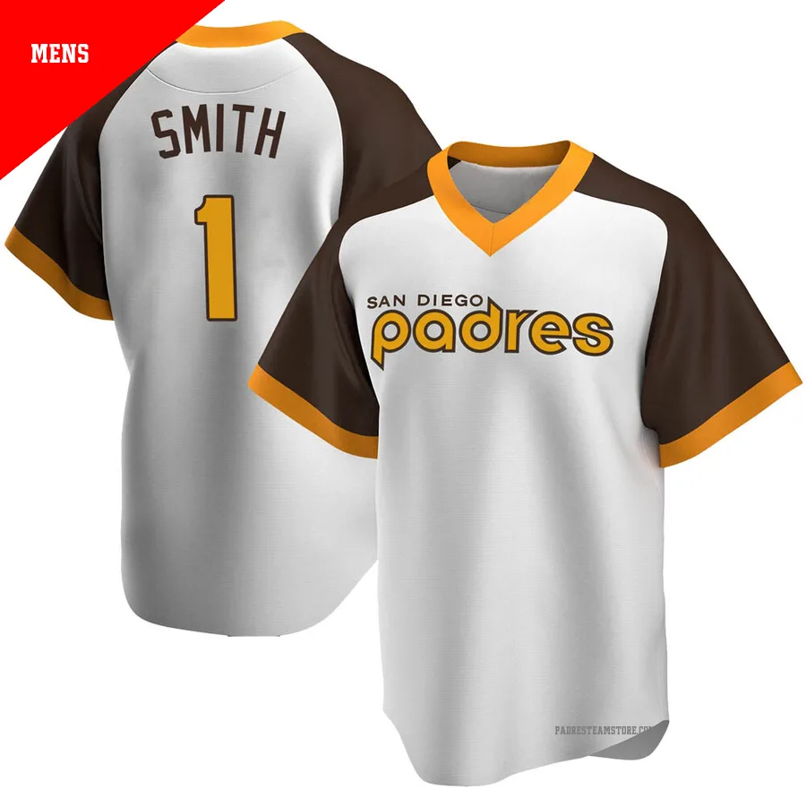 Men's San Diego Padres ＃1 Ozzie Smith White Replica Home Cooperstown Collection Jersey