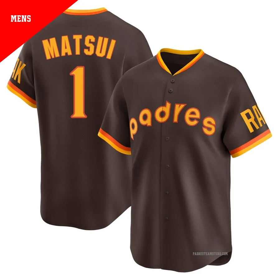 Men's San Diego Padres ＃1 Yuki Matsui Brown Limited Cooperstown Collection Jersey