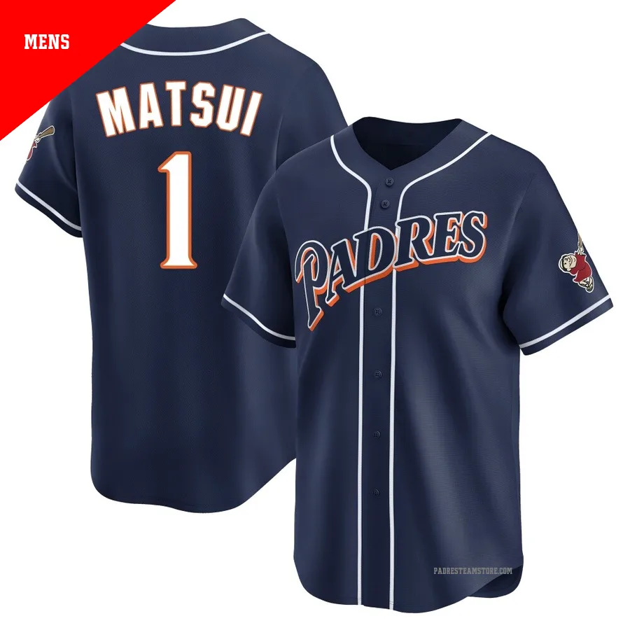 Men's San Diego Padres ＃1 Yuki Matsui Navy Limited Cooperstown Collection Jersey