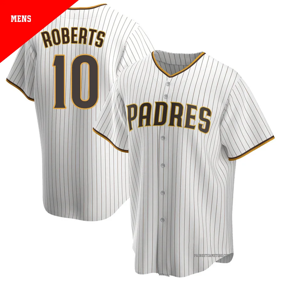 Men's San Diego Padres ＃10 Bip Roberts White/Brown Replica Home Jersey