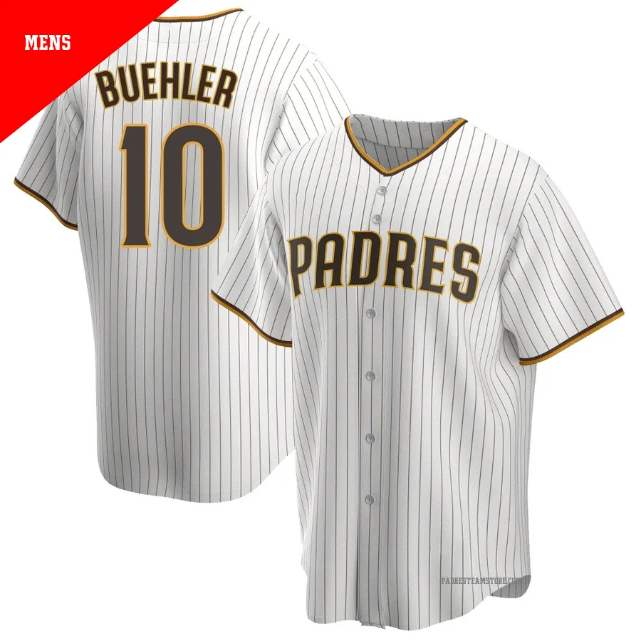Men's San Diego Padres ＃10 Walker Buehler White/Brown Replica Home Jersey