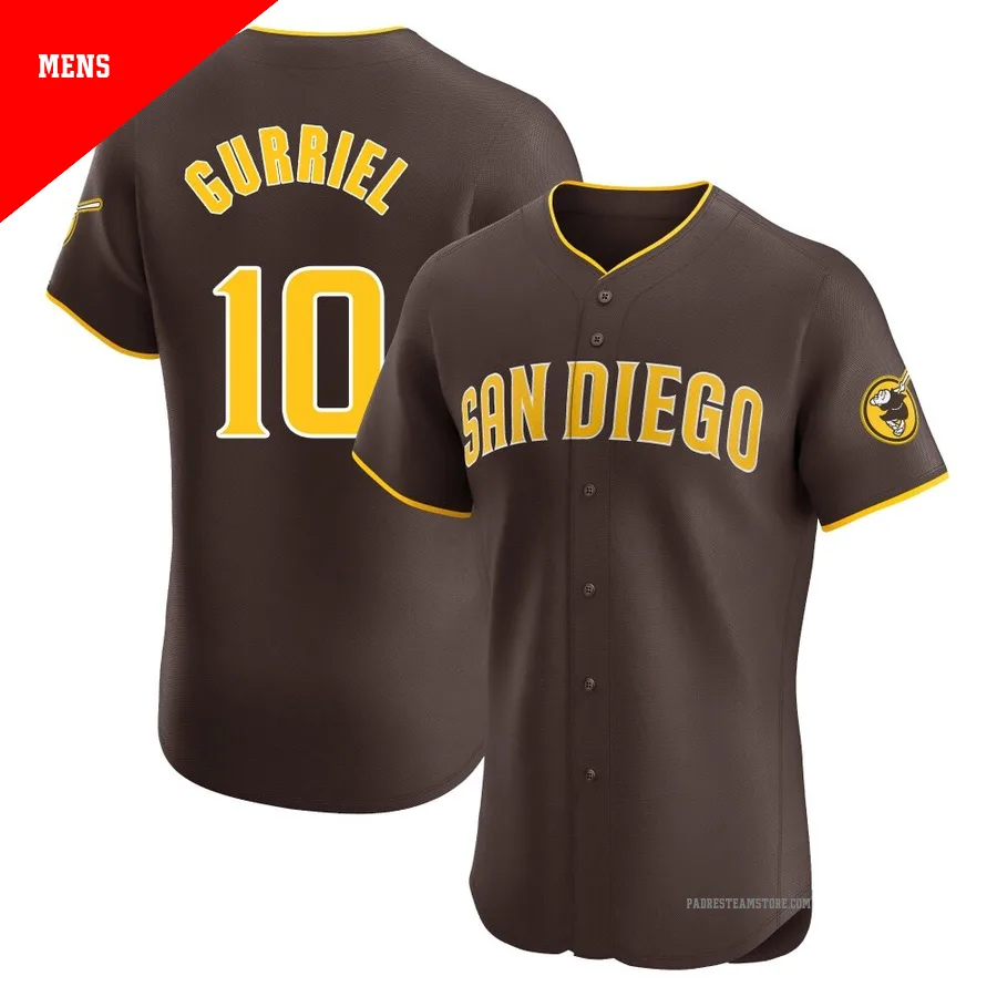 Men's San Diego Padres ＃10 Yuli Gurriel Brown Elite Road Vapor Premier Jersey