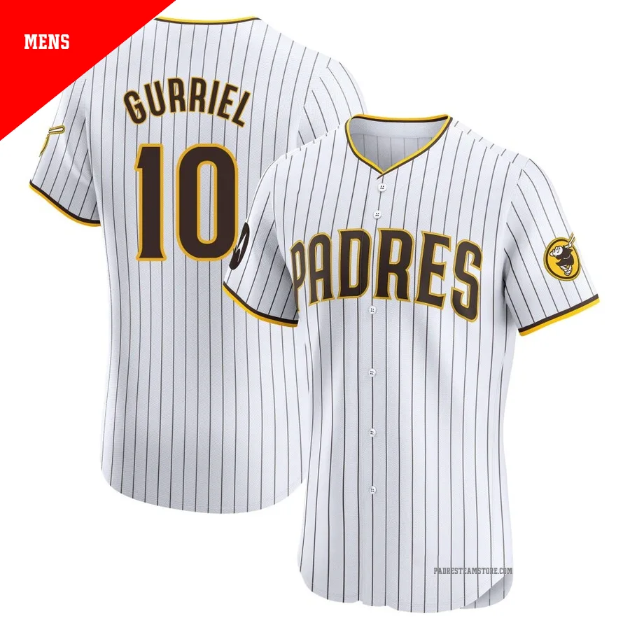 Men's San Diego Padres ＃10 Yuli Gurriel White Elite Home Patch Jersey