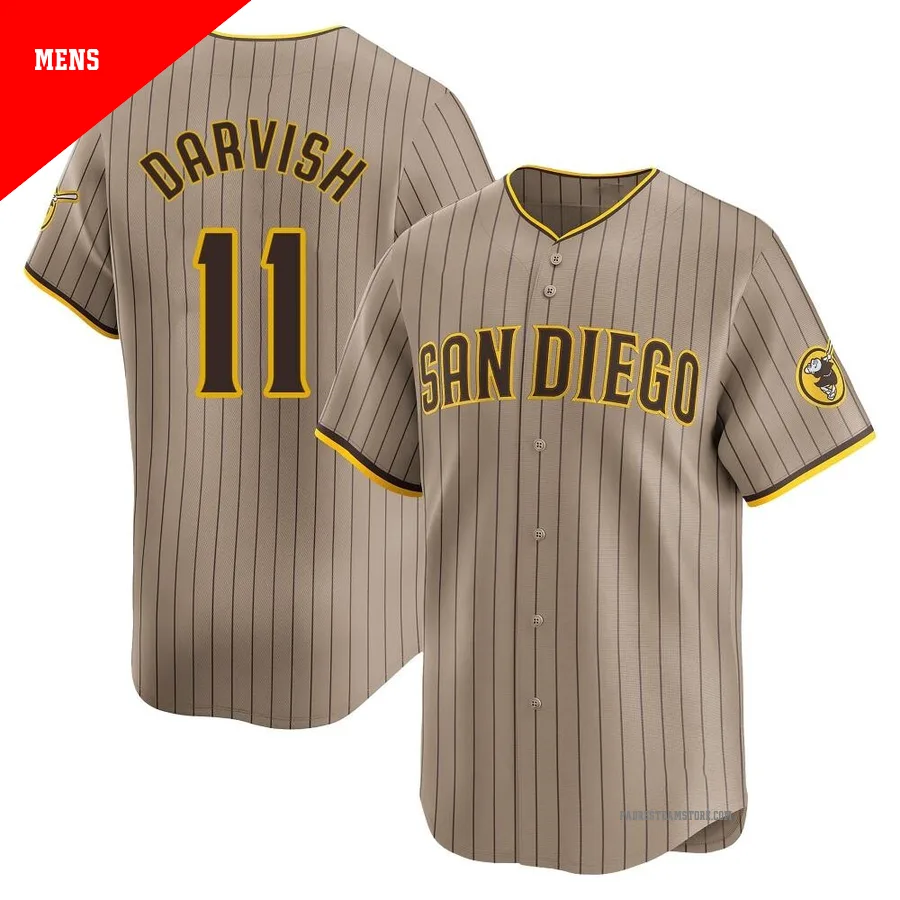 Men's San Diego Padres ＃11 Yu Darvish Limited Tan Alternate Jersey