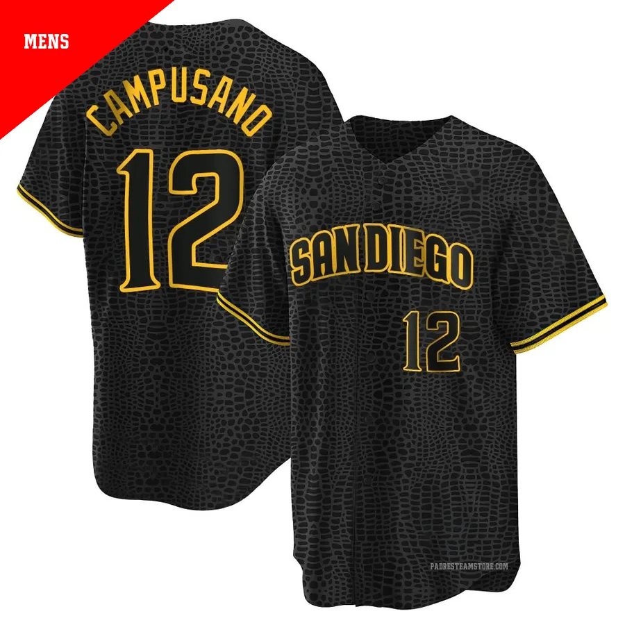 Men's San Diego Padres ＃12 Luis Campusano Black Replica Snake Skin City Jersey