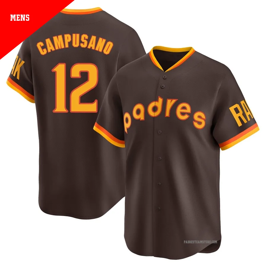 Men's San Diego Padres ＃12 Luis Campusano Brown Limited Cooperstown Collection Jersey