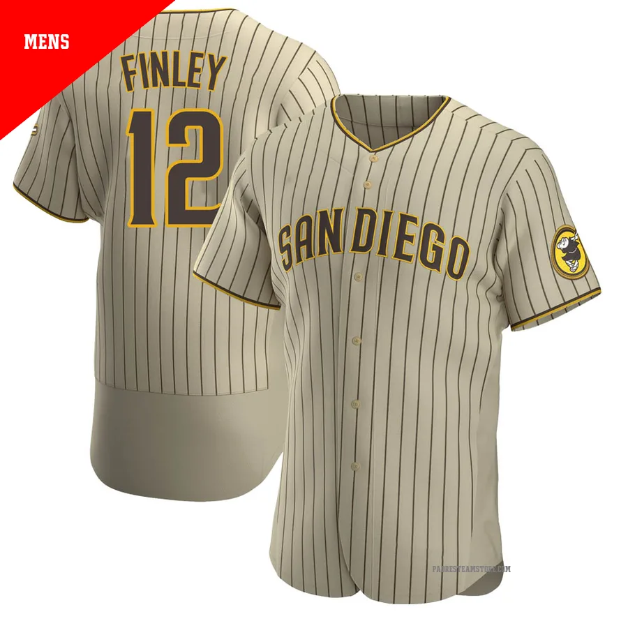 Men's San Diego Padres ＃12 Steve Finley Tan/Brown Authentic Alternate Jersey