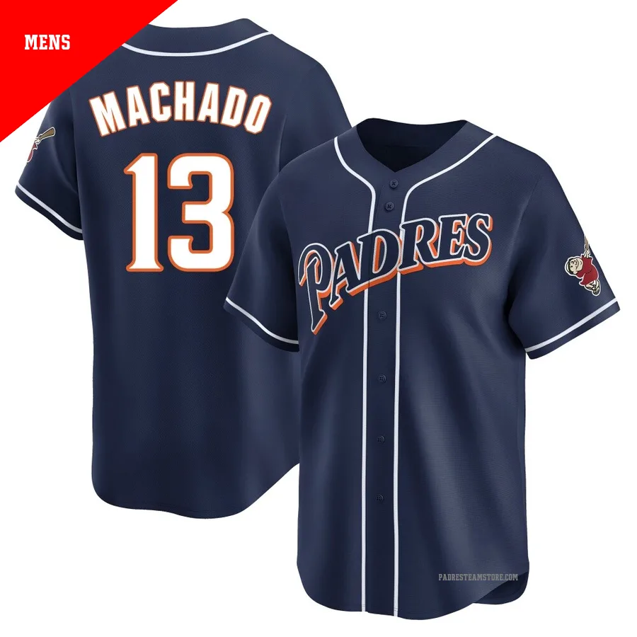 Men's San Diego Padres ＃13 Manny Machado Navy Limited Cooperstown Collection Jersey