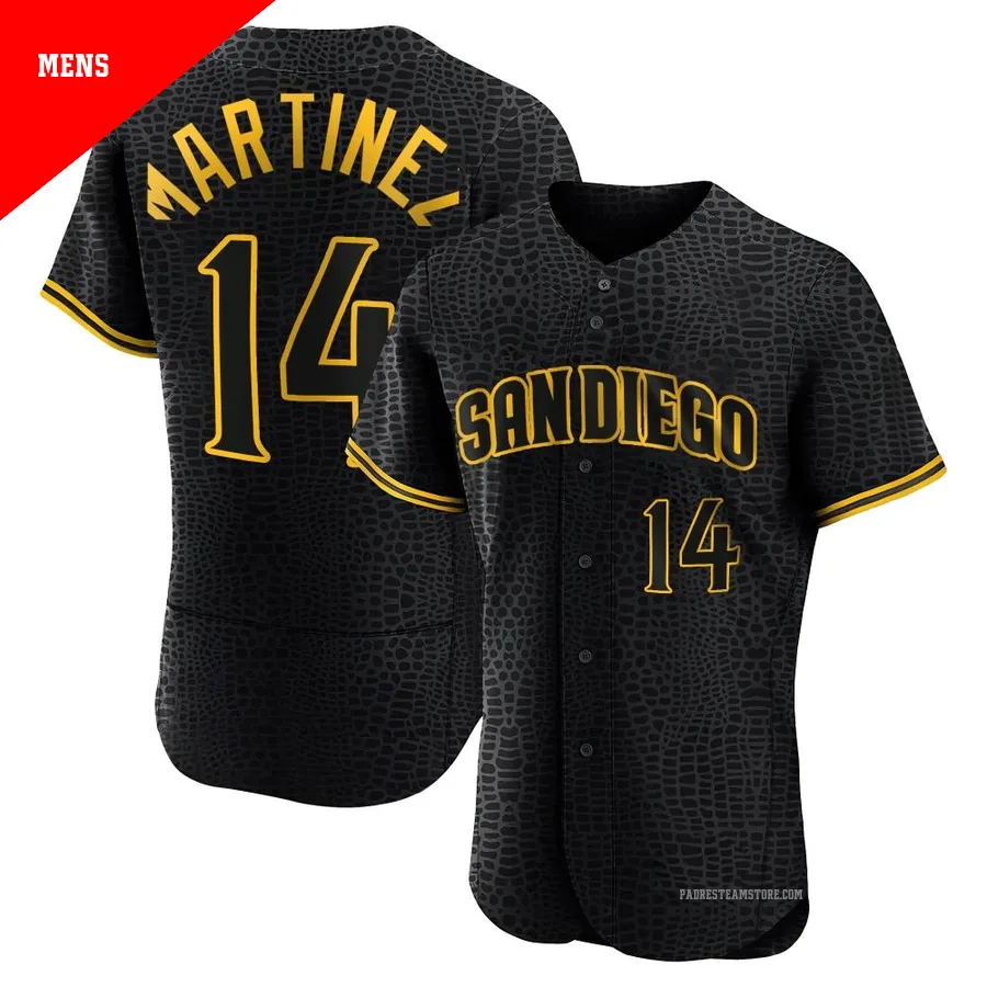 Men's San Diego Padres ＃14 Carmelo Martinez Black Authentic Snake Skin City Jersey