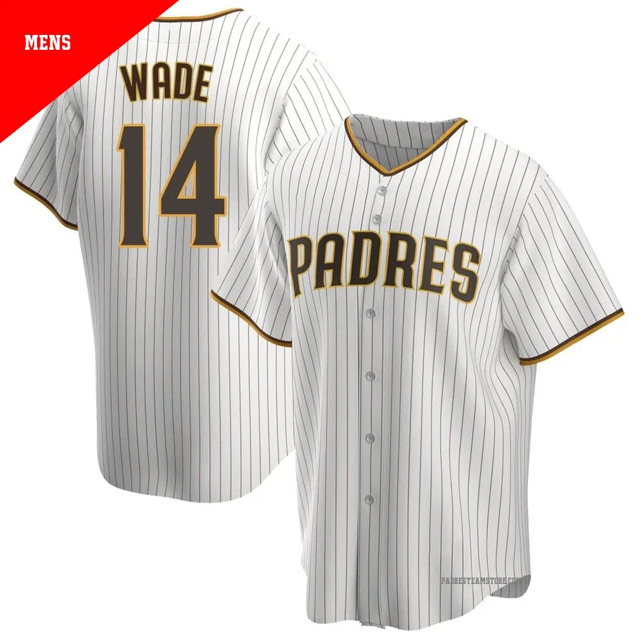 Men's San Diego Padres ＃14 Tyler Wade White/Brown Replica Home Jersey
