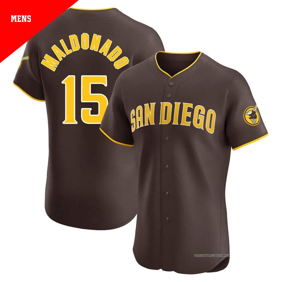Men's San Diego Padres ＃15 Martin Maldonado Brown Elite Road Vapor Premier Jersey
