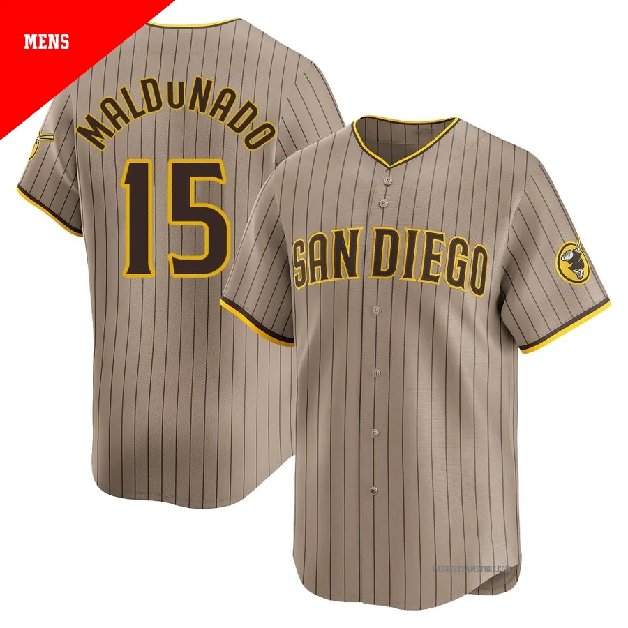 Men's San Diego Padres ＃15 Martin Maldonado Limited Tan Alternate Jersey