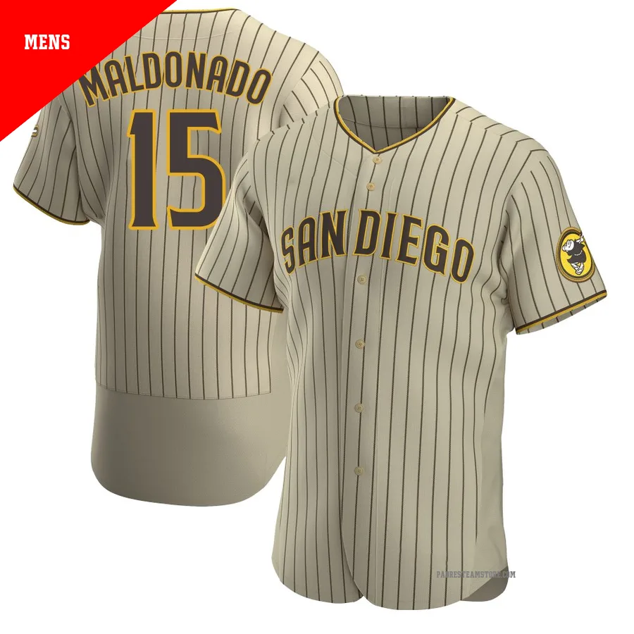 Men's San Diego Padres ＃15 Martin Maldonado Tan/Brown Authentic Alternate Jersey