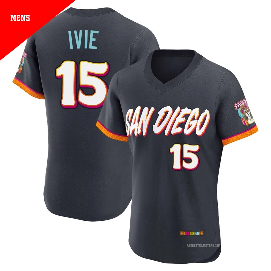 Men's San Diego Padres ＃15 Mike Ivie Authentic Obsidian 2026 City Connect Stadium Jersey