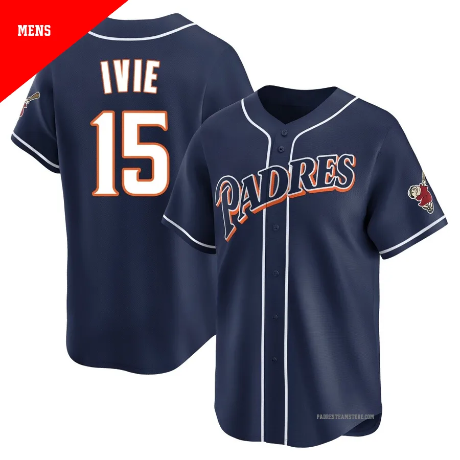 Men's San Diego Padres ＃15 Mike Ivie Navy Limited Cooperstown Collection Jersey