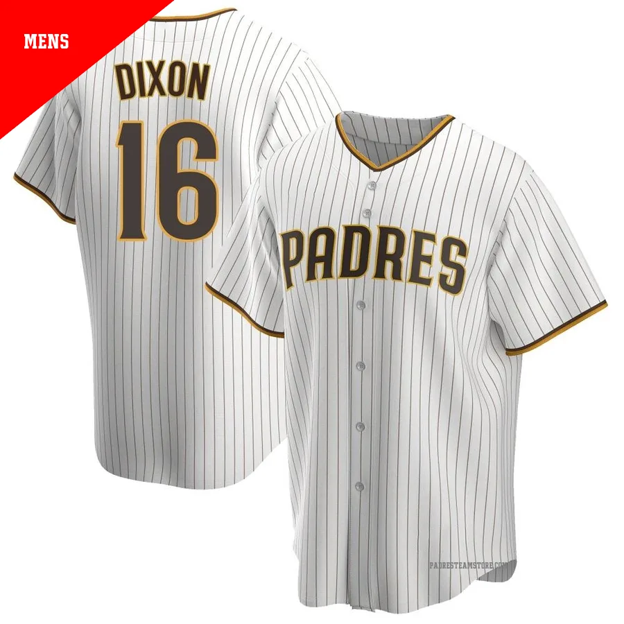 Men's San Diego Padres ＃16 Brandon Dixon White/Brown Replica Home Jersey