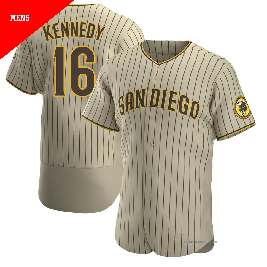 Men's San Diego Padres ＃16 Terry Kennedy Tan/Brown Authentic Alternate Jersey
