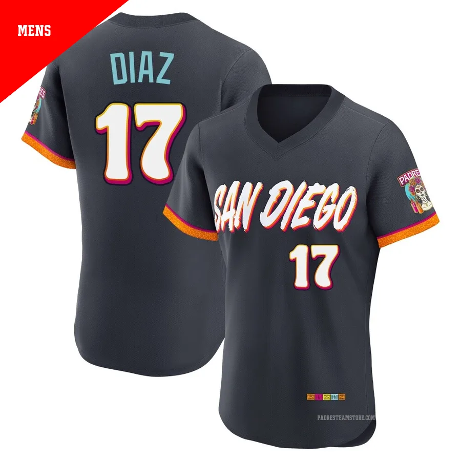 Men's San Diego Padres ＃17 Elias Diaz Authentic Obsidian 2026 City Connect Stadium Jersey
