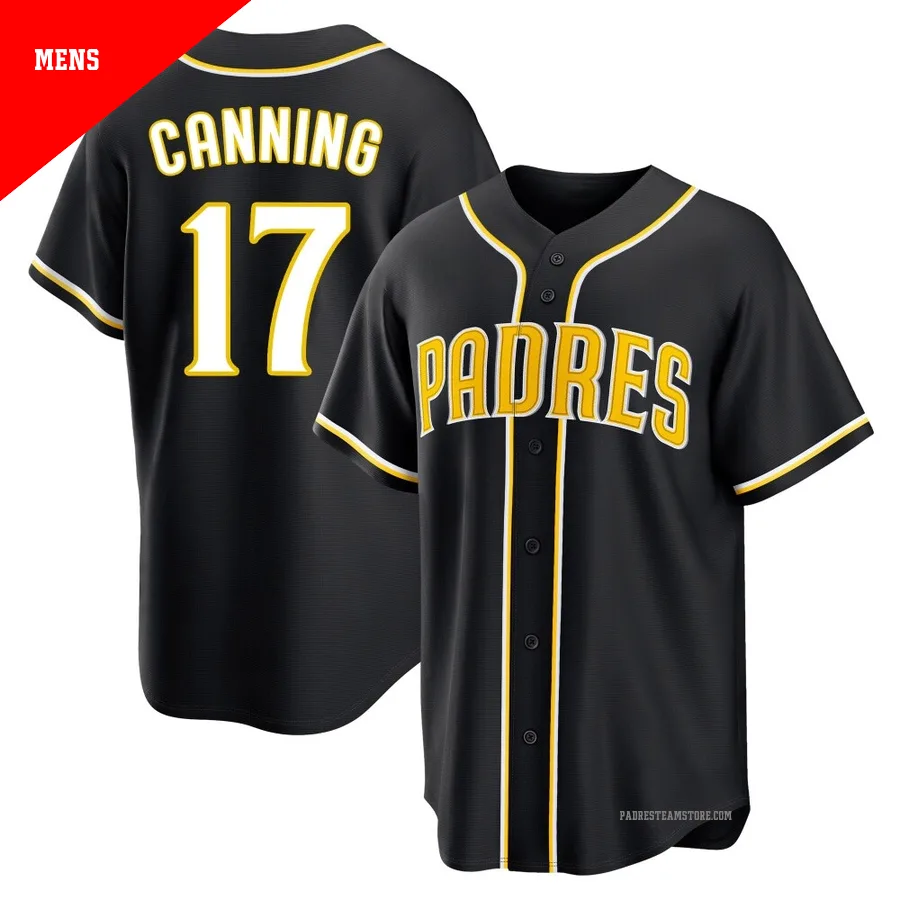 Men's San Diego Padres ＃17 Griffin Canning Black Replica Fashion Out Jersey