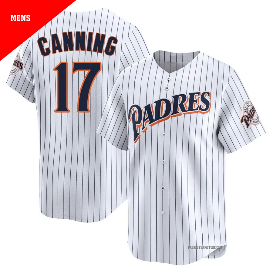 Men's San Diego Padres ＃17 Griffin Canning White Limited Cooperstown Collection Jersey