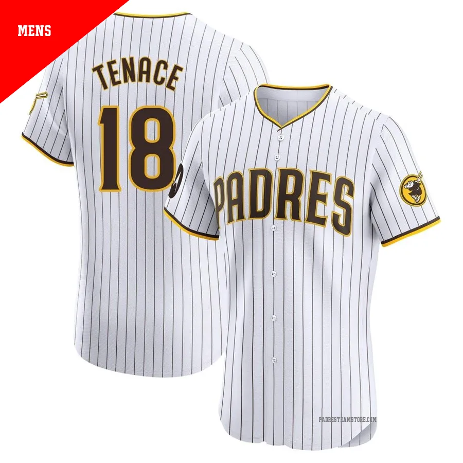 Men's San Diego Padres ＃18 Gene Tenace White Elite Home Patch Jersey
