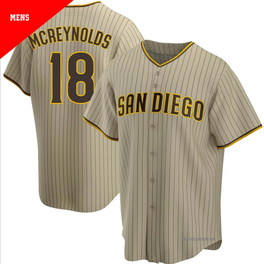 Men's San Diego Padres ＃18 Kevin Mcreynolds Sand/Brown Replica Alternate Jersey