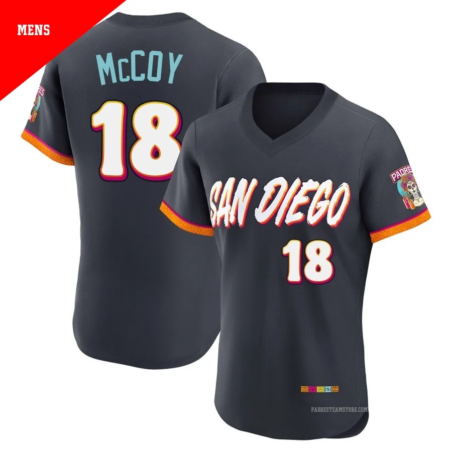 Men's San Diego Padres ＃18 Mason McCoy Authentic Obsidian 2026 City Connect Stadium Jersey