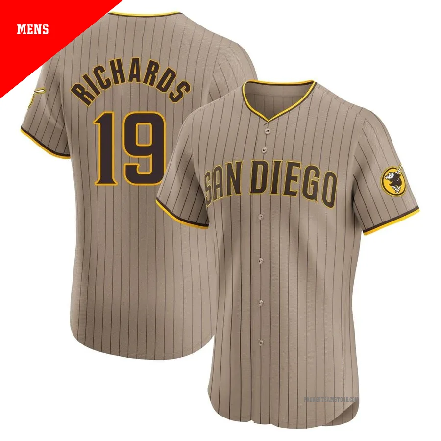 Men's San Diego Padres ＃19 Gene Richards Brown Elite Alternate Jersey