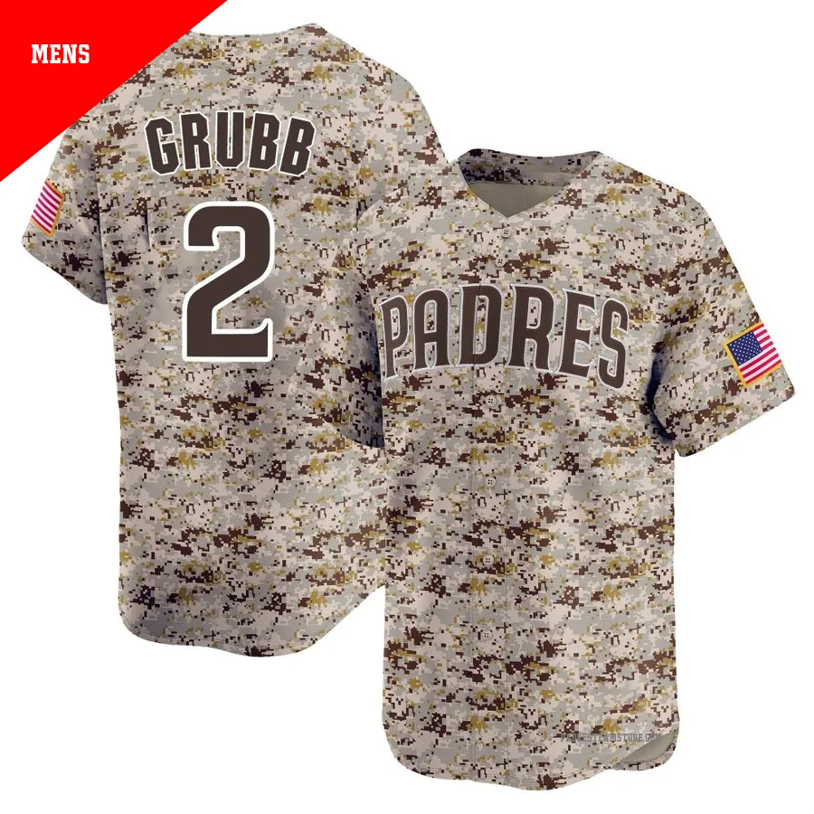 Men's San Diego Padres ＃2 Johnny Grubb Camo Limited 2nd Alternate Jersey