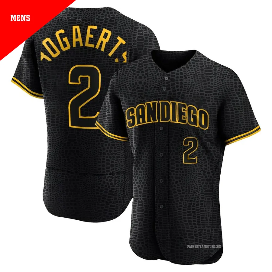 Men's San Diego Padres ＃2 Xander Bogaerts Black Authentic Snake Skin City Jersey