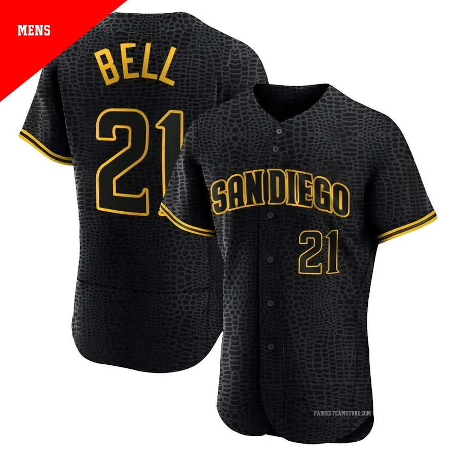 Men's San Diego Padres ＃21 Heath Bell Black Authentic Snake Skin City Jersey