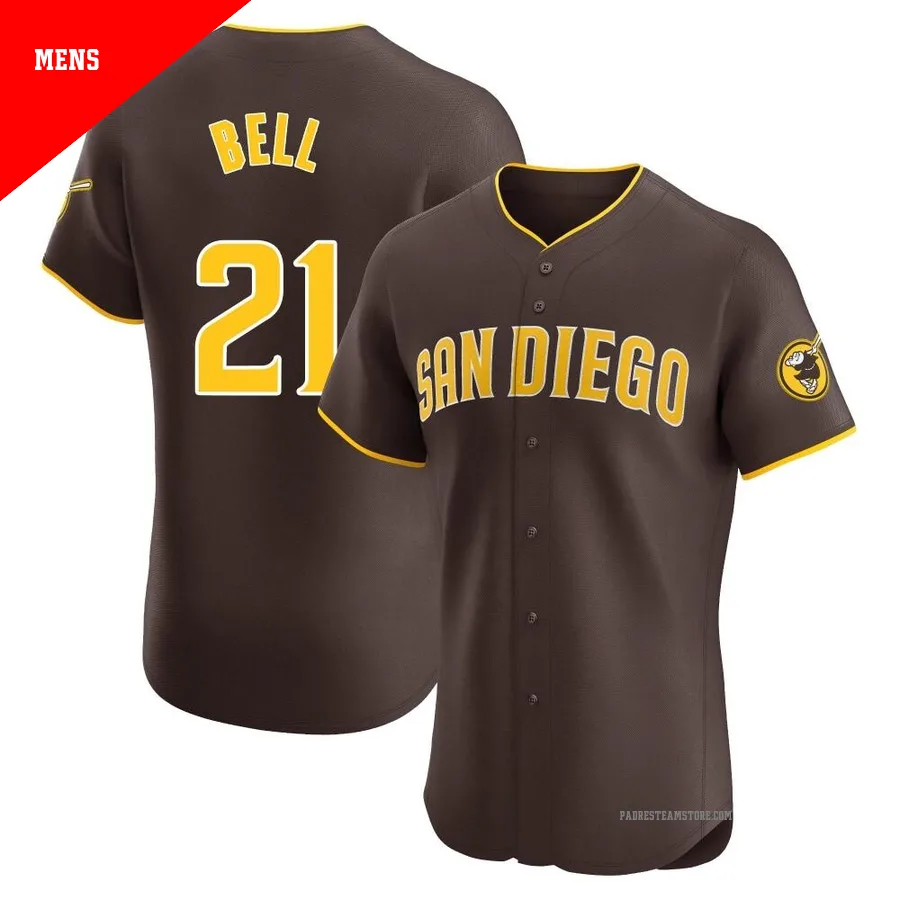 Men's San Diego Padres ＃21 Heath Bell Brown Elite Road Vapor Premier Jersey