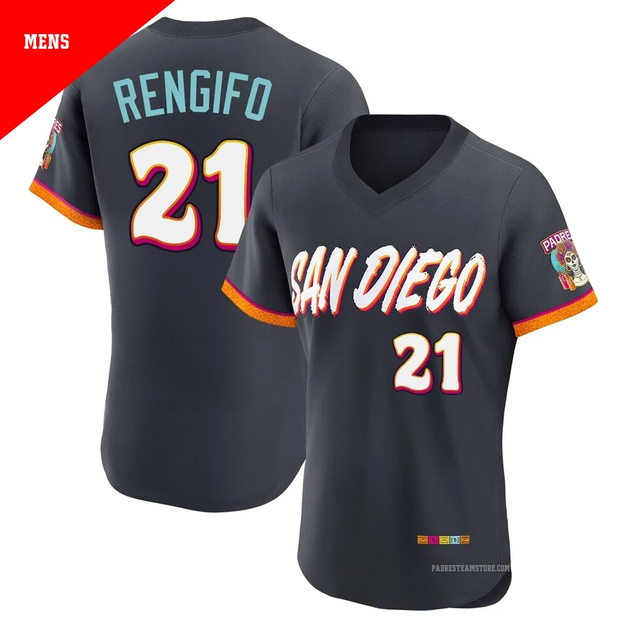 Men's San Diego Padres ＃21 Luis Rengifo Authentic Obsidian 2026 City Connect Stadium Jersey