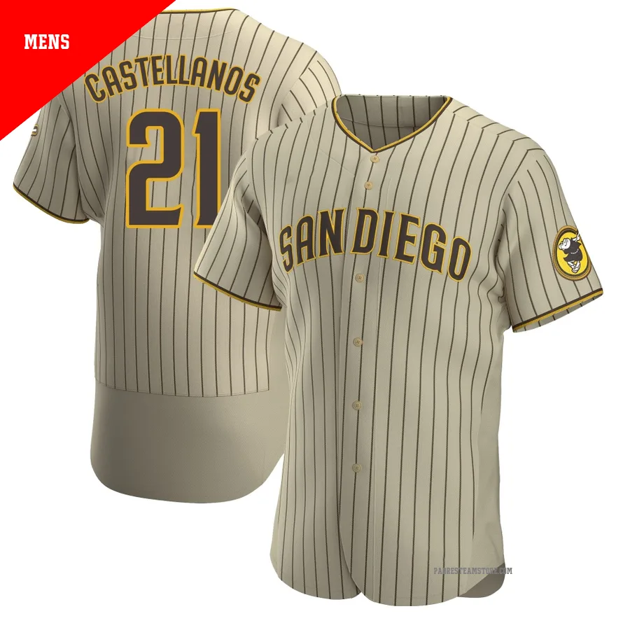 Men's San Diego Padres ＃21 Nick Castellanos Tan/Brown Authentic Alternate Jersey