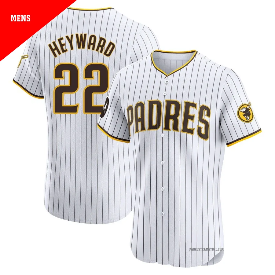 Men's San Diego Padres ＃22 Jason Heyward White Elite Home Patch Jersey