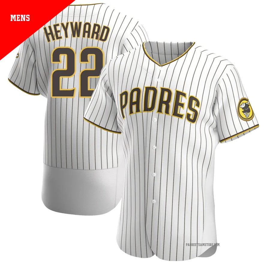 Men's San Diego Padres ＃22 Jason Heyward White/Brown Authentic Home Jersey