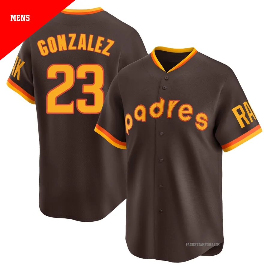 Men's San Diego Padres ＃23 Adrian Gonzalez Brown Limited Cooperstown Collection Jersey