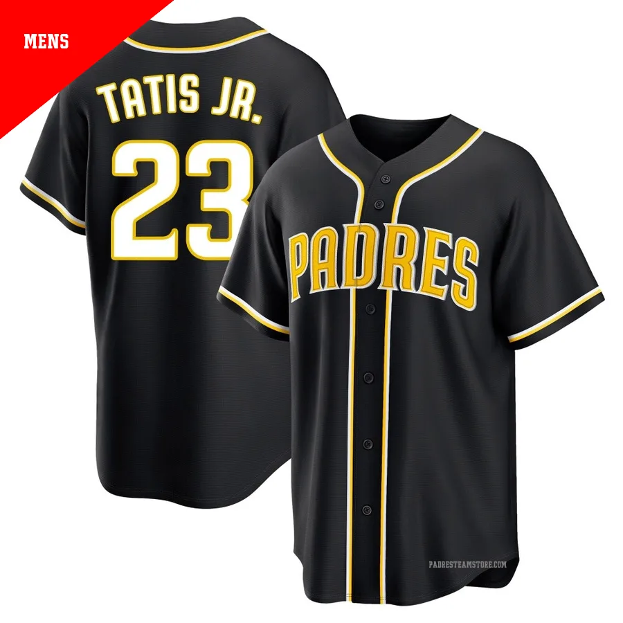Men's San Diego Padres ＃23 Fernando Tatis Jr. Black Replica Fashion Out Jersey