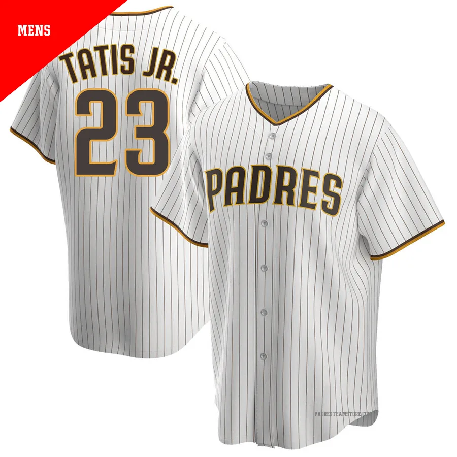 Men's San Diego Padres ＃23 Fernando Tatis Jr. White/Brown Replica Home Jersey