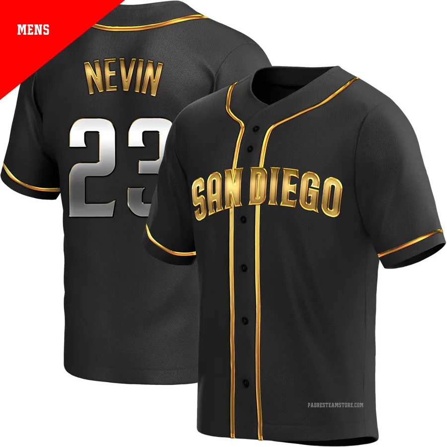 Men's San Diego Padres ＃23 Phil Nevin Gold Replica Black en Alternate Jersey