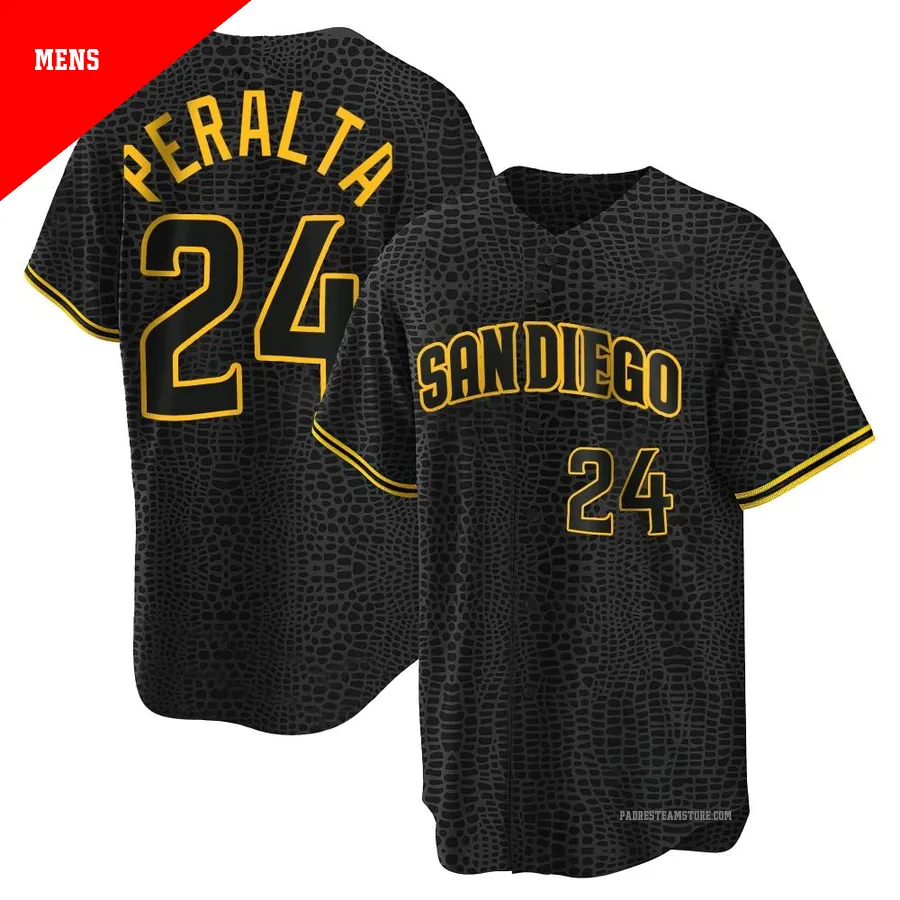 Men's San Diego Padres ＃24 David Peralta Black Replica Snake Skin City Jersey