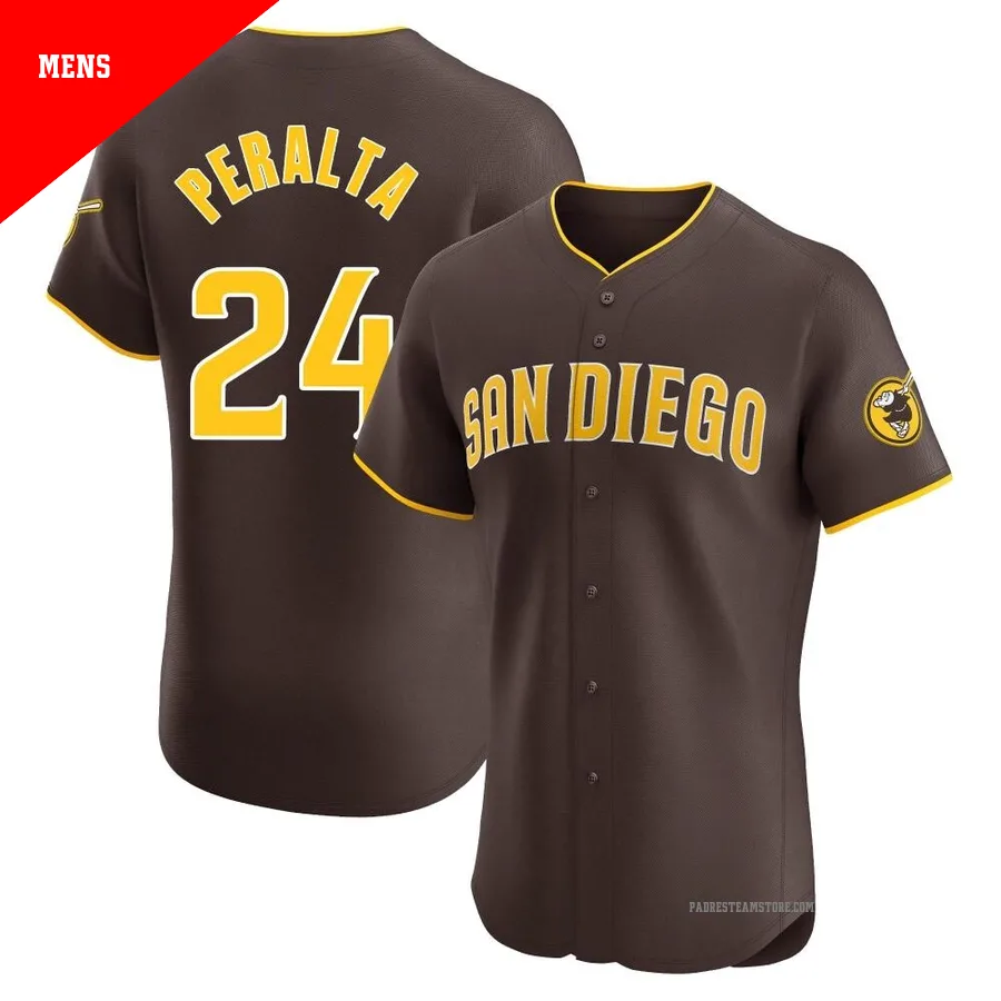 Men's San Diego Padres ＃24 David Peralta Brown Elite Road Vapor Premier Jersey