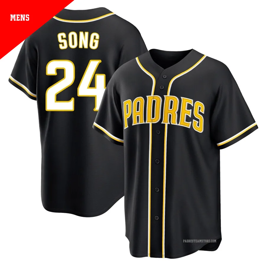 Men's San Diego Padres ＃24 Sung-Mun Song Black Replica Fashion Out Jersey