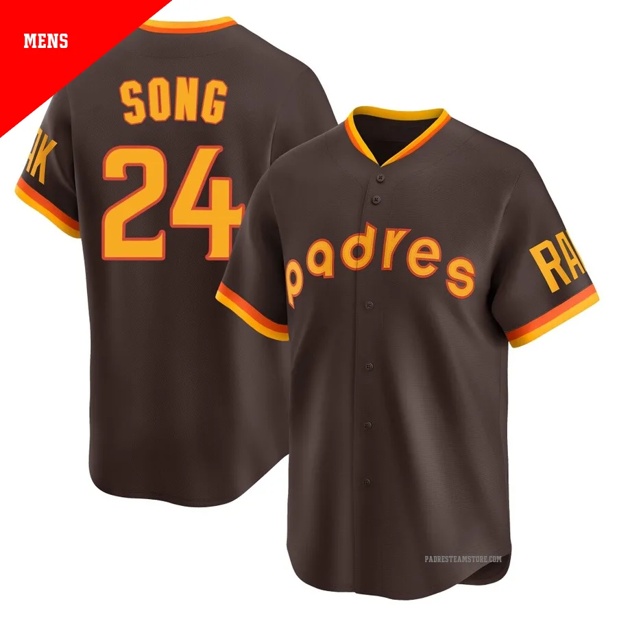 Men's San Diego Padres ＃24 Sung-Mun Song Brown Limited Cooperstown Collection Jersey
