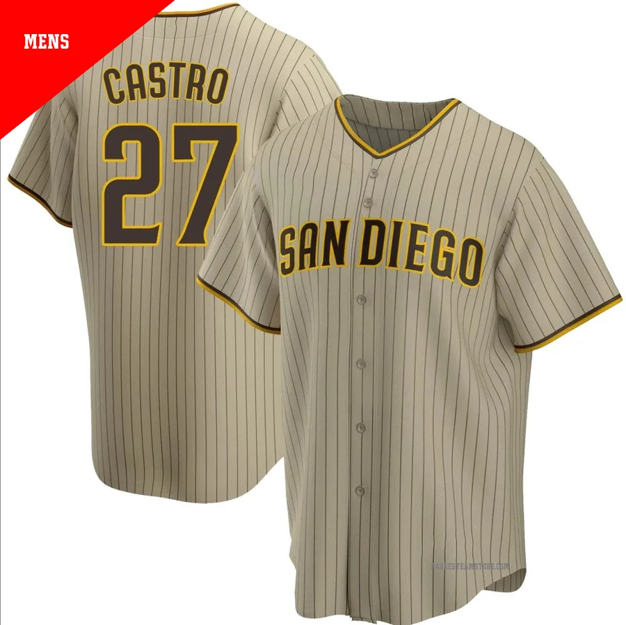 Men's San Diego Padres ＃27 Manuel Castro Sand/Brown Replica Alternate Jersey