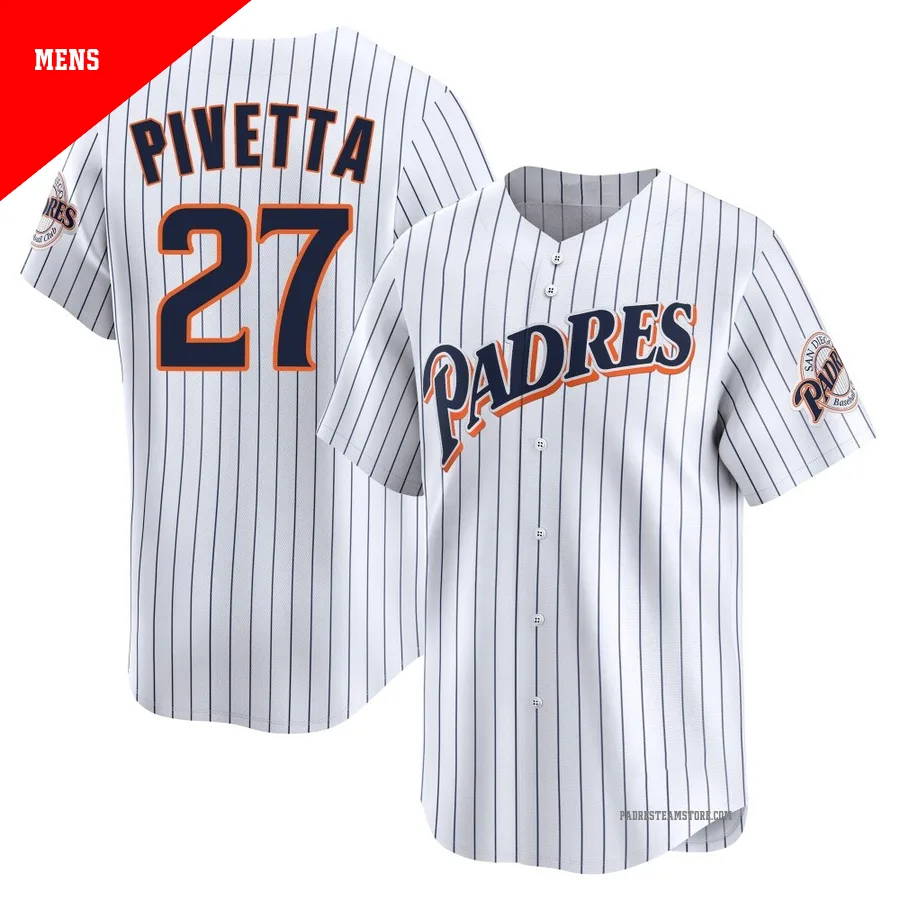 Men's San Diego Padres ＃27 Nick Pivetta White Limited Cooperstown Collection Jersey
